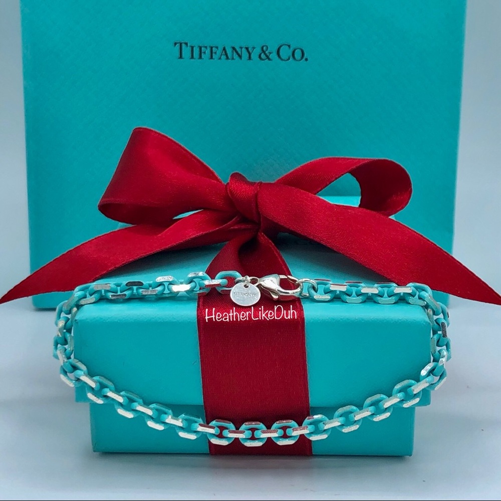 Rare! Authentic Tiffany & Co Blue Enamel & Silver Sparkler Chain Link Bracelet - Picture 5 of 9